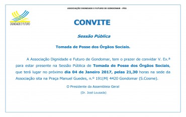 CONVITE  SESSÃO PÚBLICA | TOMADA DE POSSE ÓRGÃOS SOCIAIS